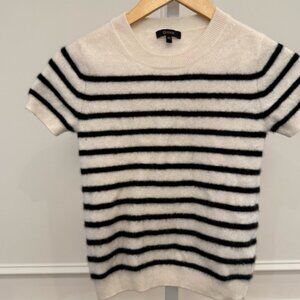 Quince Blue and White Crewneck Top